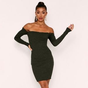 Britney Blue Bardot Knitted Dress